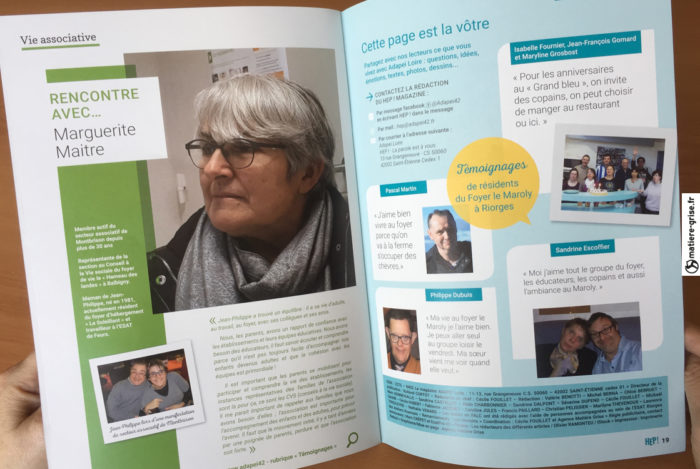 Agence Matiere Grise LYON - Accompagnement en communication - Magazine, exécution, print - Adapei de la Loire