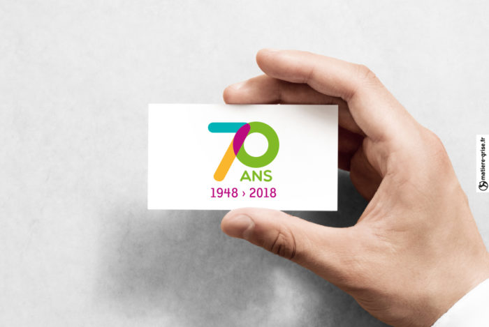 Agence Matiere grise LYON - création outils de communication pour Adapei 69 - Création logo pour anniversaire 70 ans